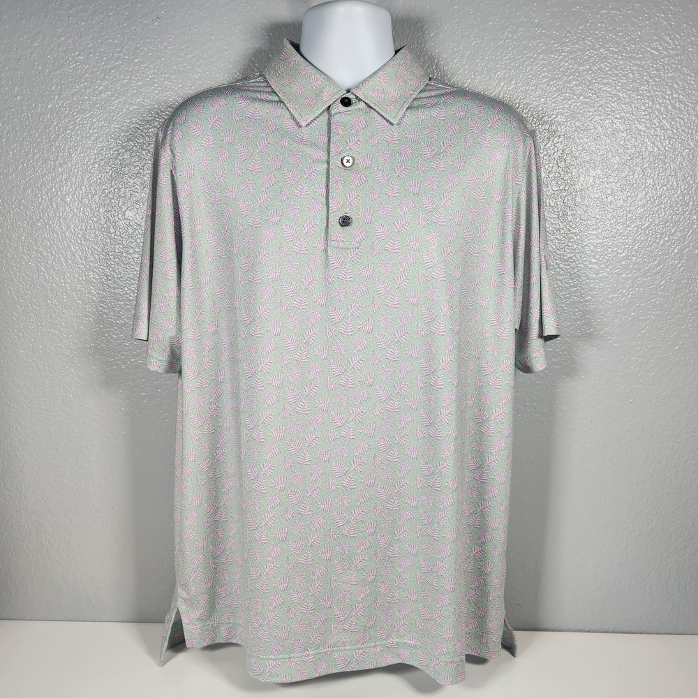 FootJoy Polo Shirt Mens Large Light Green / Pink Golf Performance Lightweight